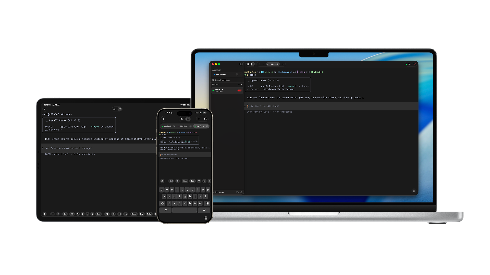 VVTerm on iPhone, iPad, and Mac